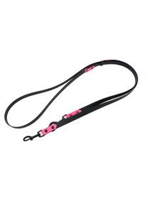 HEIM riem tweekleurig 3-voudig verstelbaar geklonken/zwart roze 240cm lang, 19mm breed hond