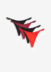 Lot de 4 strings coton en V - noir - taille 42/44 (M) avec coton - bonprix