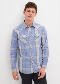 Lot de 2 chemises manches longues 100% coton - bleu - taille 45/46 (XXL) - 100% coton - bonprix