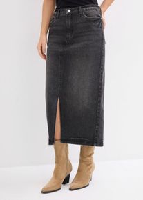 Jupe midi en jean - noir - taille 52 avec coton - bonprix