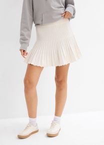 Mini-jupe en maille aspect plissé - blanc - taille 34/36 (XS) avec coton - bonprix
