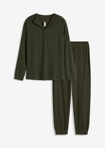 Ensemble d'intérieur en maille côtelée douce - vert - taille 46/48 (L) - bonprix