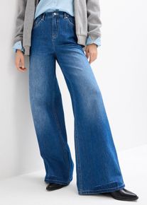 Jean large taille haute et élastiquée - bleu - taille 44 avec coton - bonprix