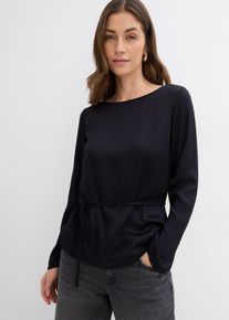 Tunika i lett sateng, svart, størrelse 52, bonprix