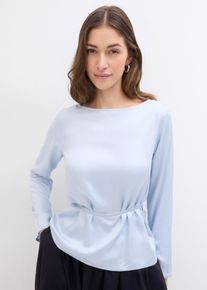 Tunika i lett sateng, blå, størrelse 54, bonprix