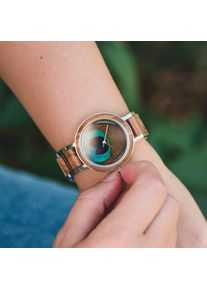 Holzkern; Wood Watch The Defender (Olive/Peacock Feather), Women, Natural wood