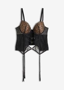 Corsetto con ferretto e ricami raffinati - Nero - Taglia 75B - bonprix