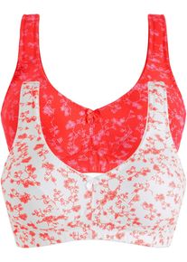 Reggiseno senza ferretto con cotone biologico morbido (pacco da 2) - Rosso - Taglia 100C - bonprix