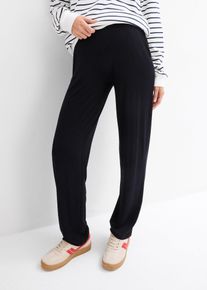 Pantaloni prémaman in jersey con vita alta a punto smock e gamba dritta, Nero, Taglia 46/48 (M), bonprix