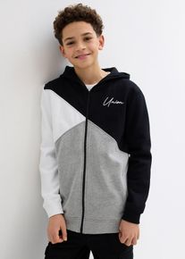 Felpa con zip e cappuccio in puro cotone biologico loose fit - Nero - Taglia 176/182 - bonprix