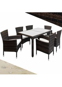 Casaria Polyrotan Tuinset Bali 7-delig Bruin Bruin/Cr&egrave;me