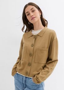 Krótki sweter rozpinany, brązowy, 48/50, bonprix