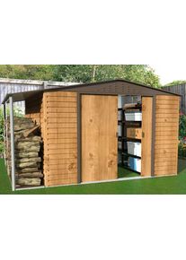 Duramax metalen gereedschapsschuur Alpine 3 x3m, houtlook met verlengstuk