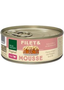 REAL NATURE Filet & Mousse Adult Kip & Rundvlees met Pompoenpitolie 12x85 g