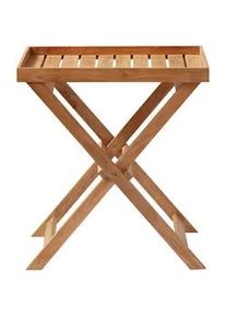 Mid.you Tabletttisch , Teakfarben , Holz , Teakholz , vollmassiv , rechteckig , X-Form , 40x65x60 cm , Wohnzimmer, Wohnzimmertische, Beistelltische