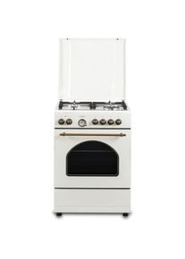 Aragaz Rustic Samus SR660EL1CW, 3 arzatoare pe gaz + 1 electric, Aprindere electrica, Cuptor electric(56 litri) cu 6 functii