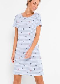 Nachthemd - blauw - maat 48/50 (XL) - met katoen - bonprix