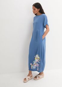 Maxi-jurk van vloeiende viscose met print - blauw - maat 44 - viscose - bonprix