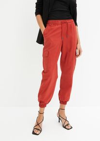 Cargo broek met linnen - rood - maat 52 - linnen - bonprix