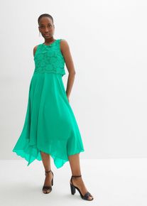 Premium chiffon midi jurk met kant - groen - maat 40 - bonprix
