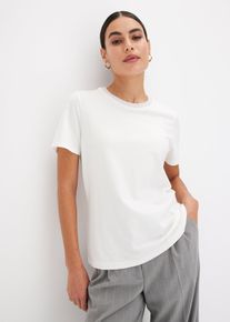 Shirt met gebreide boordjes en glittergaren - wit - maat 56/58 (3XL) - met katoen - bonprix