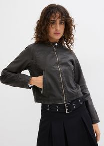 Bikerjack in used look - grijs - maat 34 - imitatieleer - bonprix