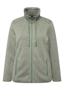Ulla Popken Dames Fleece jas lichtgroen / groen gemêleerd M-L