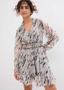Chiffonkleid, grau, Größe 34, bonprix