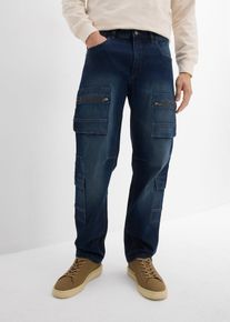 Loose Fit Cargo-Stretch-Jeans Straight, blau, Größe 36, mit Baumwolle, bonprix
