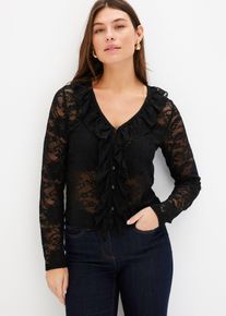 Spitzen-Bluse - schwarz - Größe 36/38 (S) - bonprix