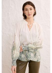 Bluse mit Seidenanteil - weiß - Größe 44 - Seide- bonprix