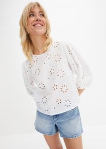 Bluse - weiß - Größe 48 mit Baumwolle- bonprix