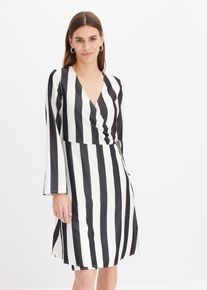 Wickelkleid aus Satin, schwarz, Größe 38, bonprix