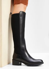 Stiefel aus Leder - schwarz - Größe 37 - Glattleder- bonprix