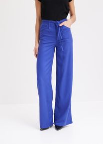Bundfaltenhose aus Lyocell mit Bindeband, blau, Größe 44, bonprix