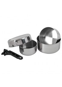 Basic Nature Biwak Edelstahl 2 Pot set (0,75 + 1,1 + 1,8 l, grey)