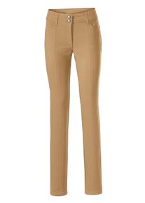 Heine Dames Bootcut broek in camel ,maat 34, Witt, 48% Katoen, 45% Polyester, 7% Elastan. Corrigerende inzet: 85% Polyamide, 15% Elastan