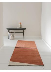 benuta Pop Dywan bawełniany Lenny Terracotta 70x200 cm Bawełna Abstrakcyjny,Geometryczny,Paski