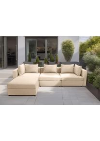 DOMO collection Ecksofa »Solskin, individuell erweiterbar/kombinierbar L-Form«, mit losen Kissen. Rücken- und Seitenteile als Stecksystem.