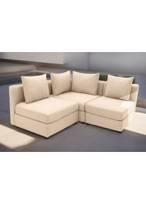 DOMO collection Ecksofa »Solskin, individuell erweiterbar/kombinierbar L-Form«, mit losen Kissen. Rücken- und Seitenteile als Stecksystem.