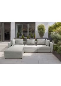 DOMO collection Ecksofa »Solskin, individuell erweiterbar/kombinierbar L-Form«, mit losen Kissen. Rücken- und Seitenteile als Stecksystem.