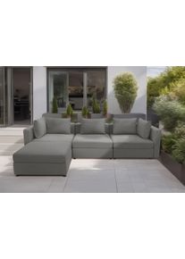 DOMO collection Ecksofa »Solskin, individuell erweiterbar/kombinierbar L-Form«, mit losen Kissen. Rücken- und Seitenteile als Stecksystem.