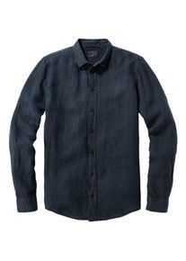 Blue de Gênes Blue de Gênes Herren-Leinenhemd vorgewaschen Dunkelblau L