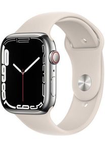 Apple Watch Series 7 Acciaio inossidabile 45 mm (2021) | GPS + Cellular | argento | Cinturino Sport Galassia