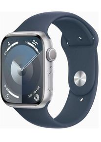 Apple Watch Series 9 Aluminum 45 mm (2023) | GPS | silver | Sport Band Storm Blue M/L