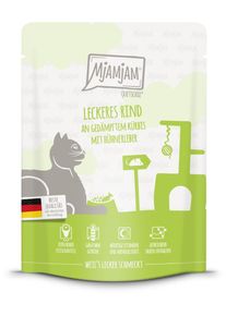MjAMjAM Quetschie Katzenfutter mit Rind & Kürbis, 6x300g