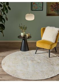 benuta Nest Vaskbart tæppe Miray Beige/Gul ø 160 cm rundt Kunstfiber Vintage