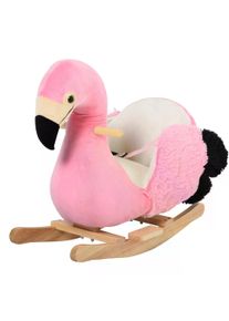 HOMCOM Kids Plush Rocking Horse Rocker Flamingo Pink Girl for 18 Months + Toddler Seat Belt | Aosom Ireland