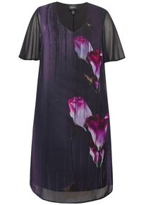 Ulla Popken Dames Avondjurk donkerblauw / pink / zwart / wit 54-56