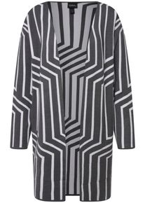 Ulla Popken Dames Gebreid vest grijs / wit M-L